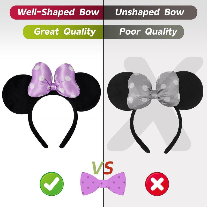 ODOCARE Store Handmade Mouse Ears Headband for Women and Ladies, Polka Dot Bow Minnie Ears Costume Accessories - Image 4
